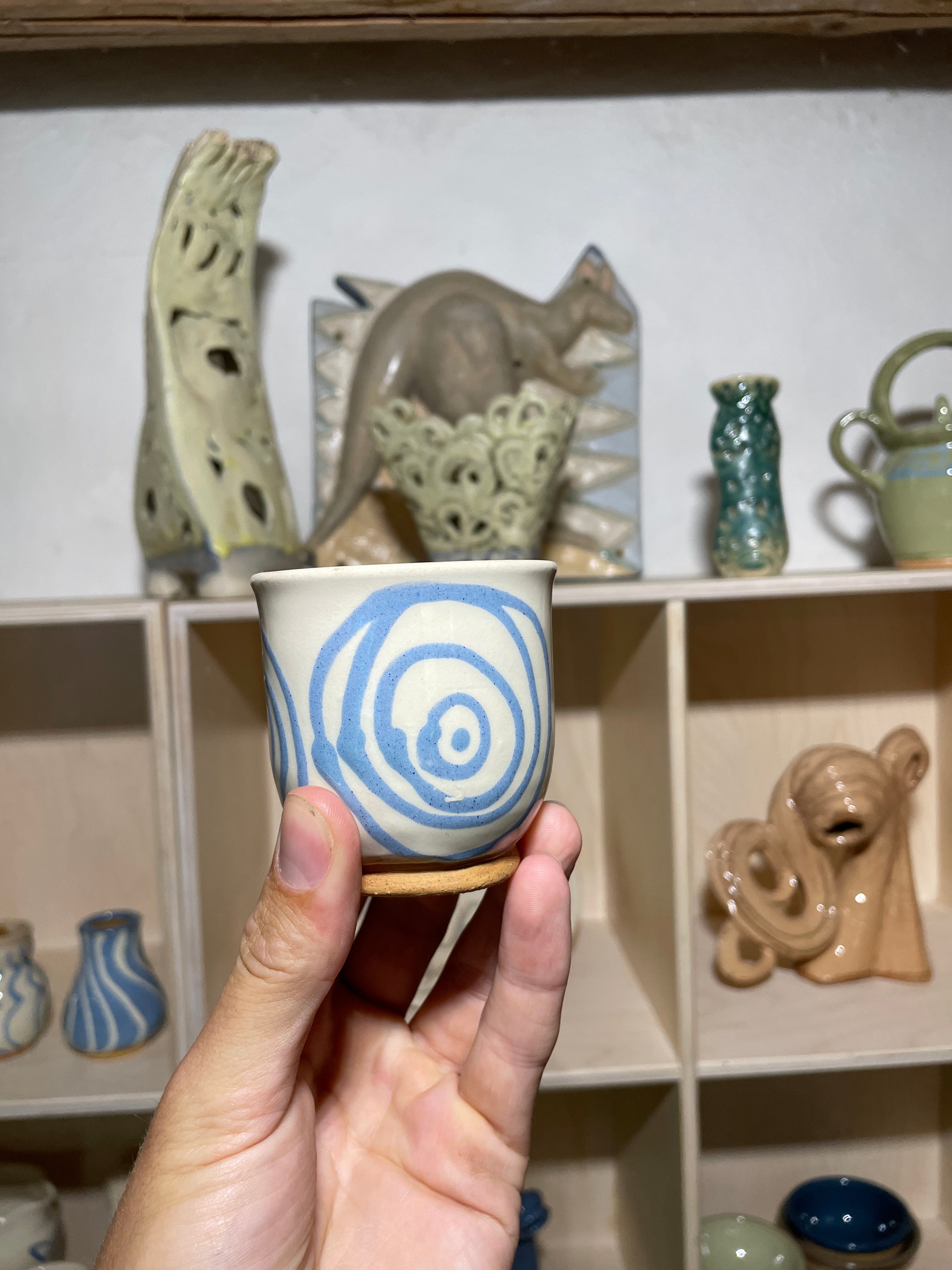 Coffee Cup Blue Spiral