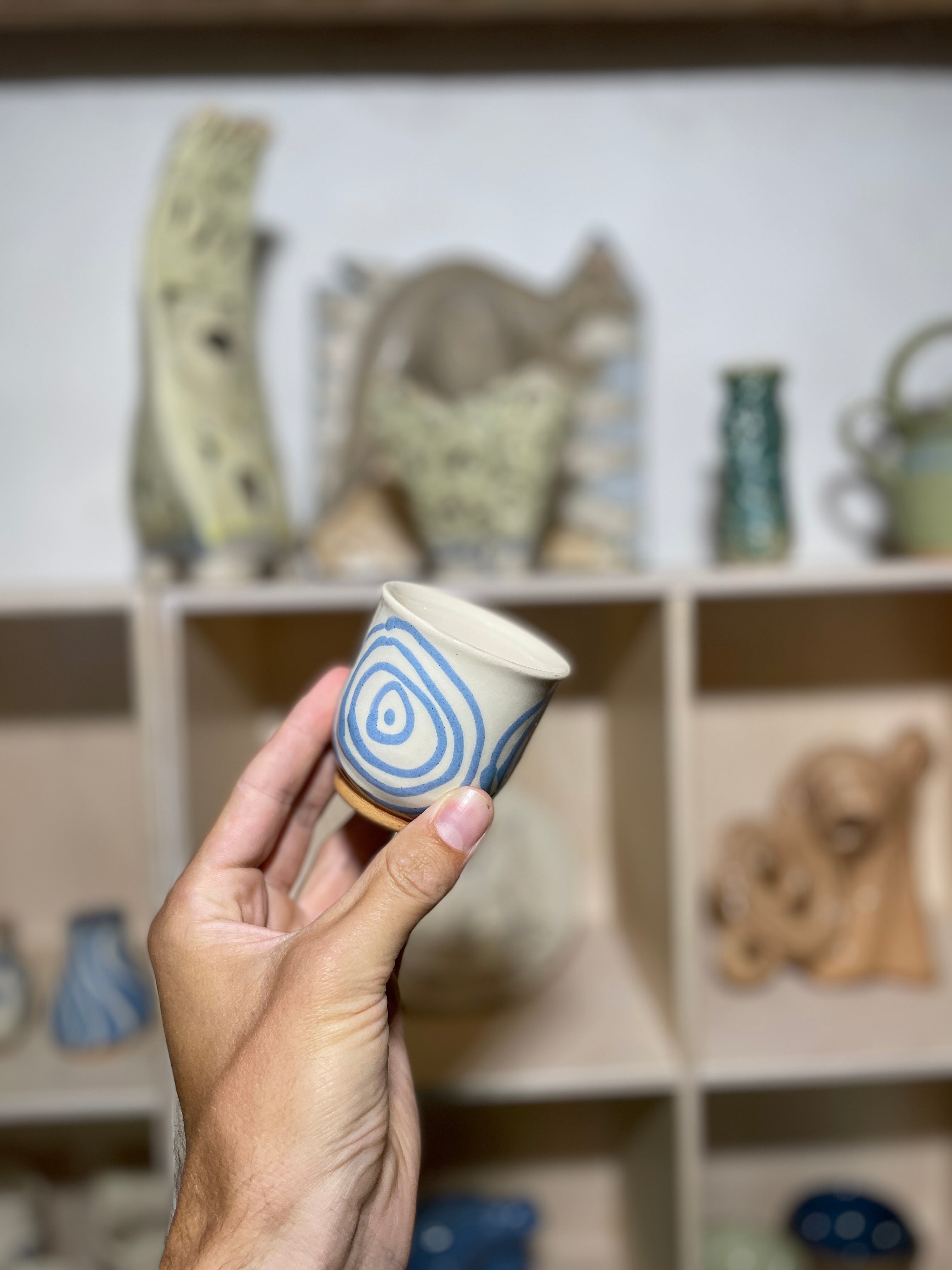 Coffee Cup Blue Spiral