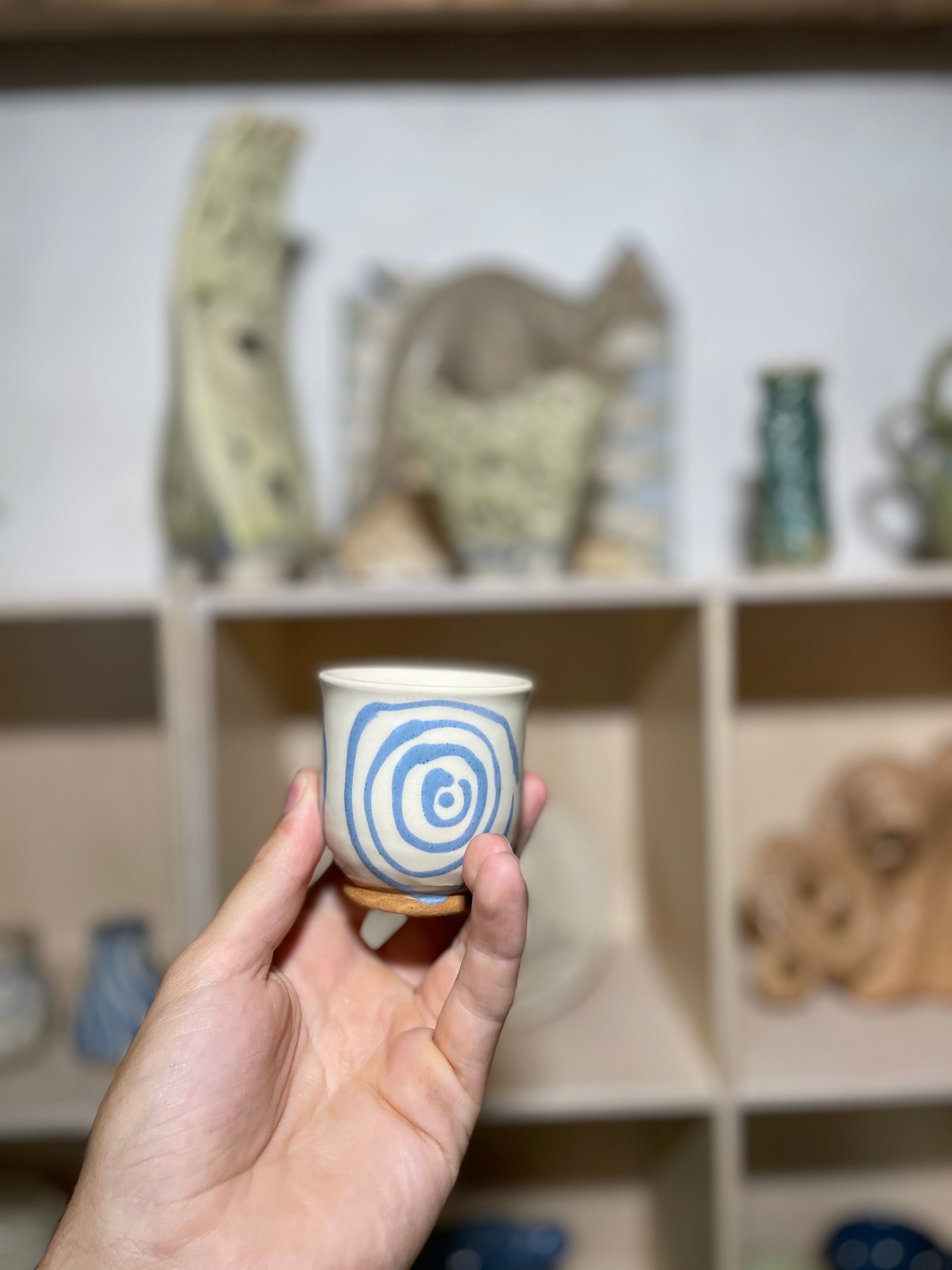 Coffee Cup Blue Spiral