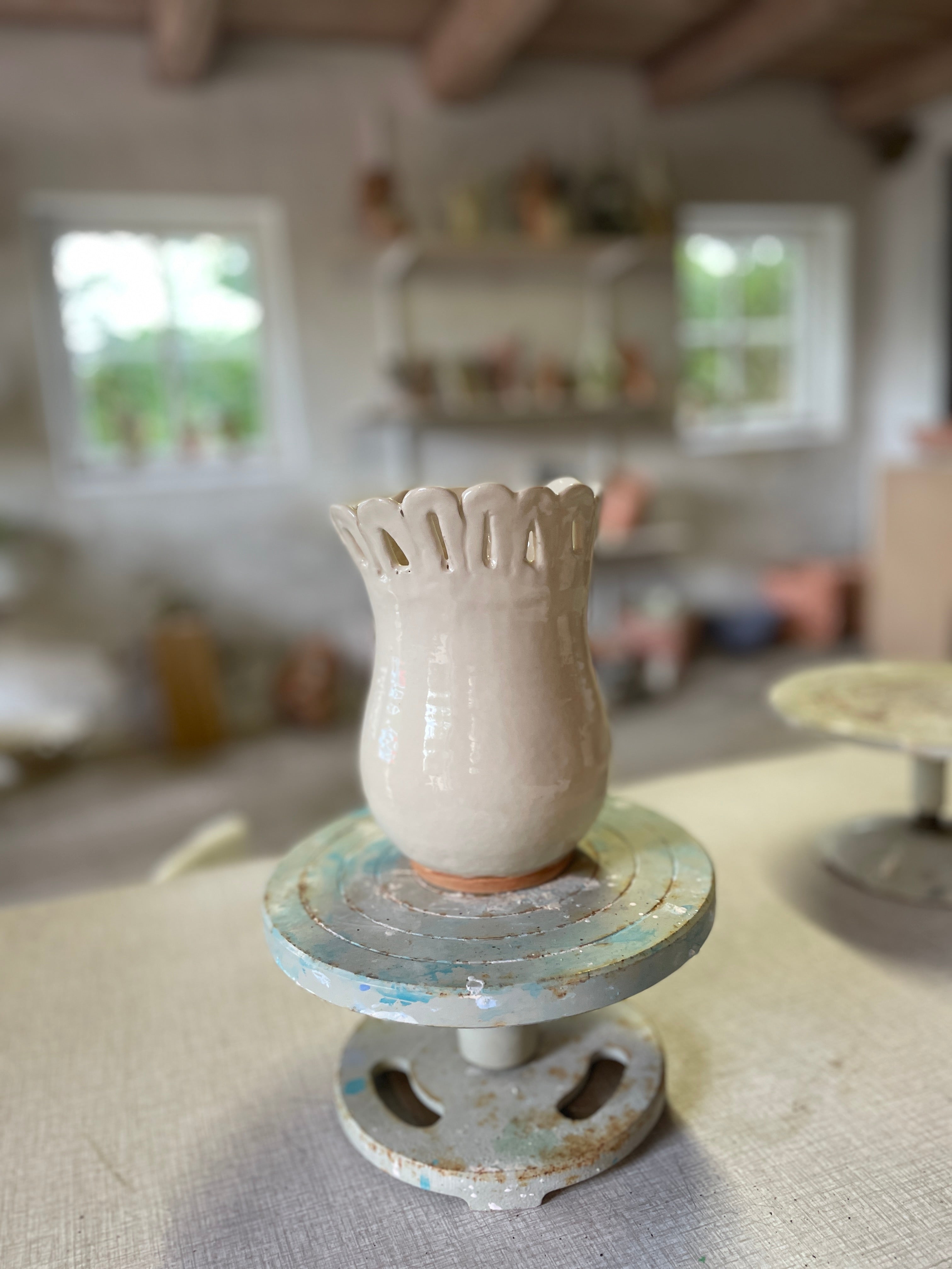 White Flower Vase medium #1