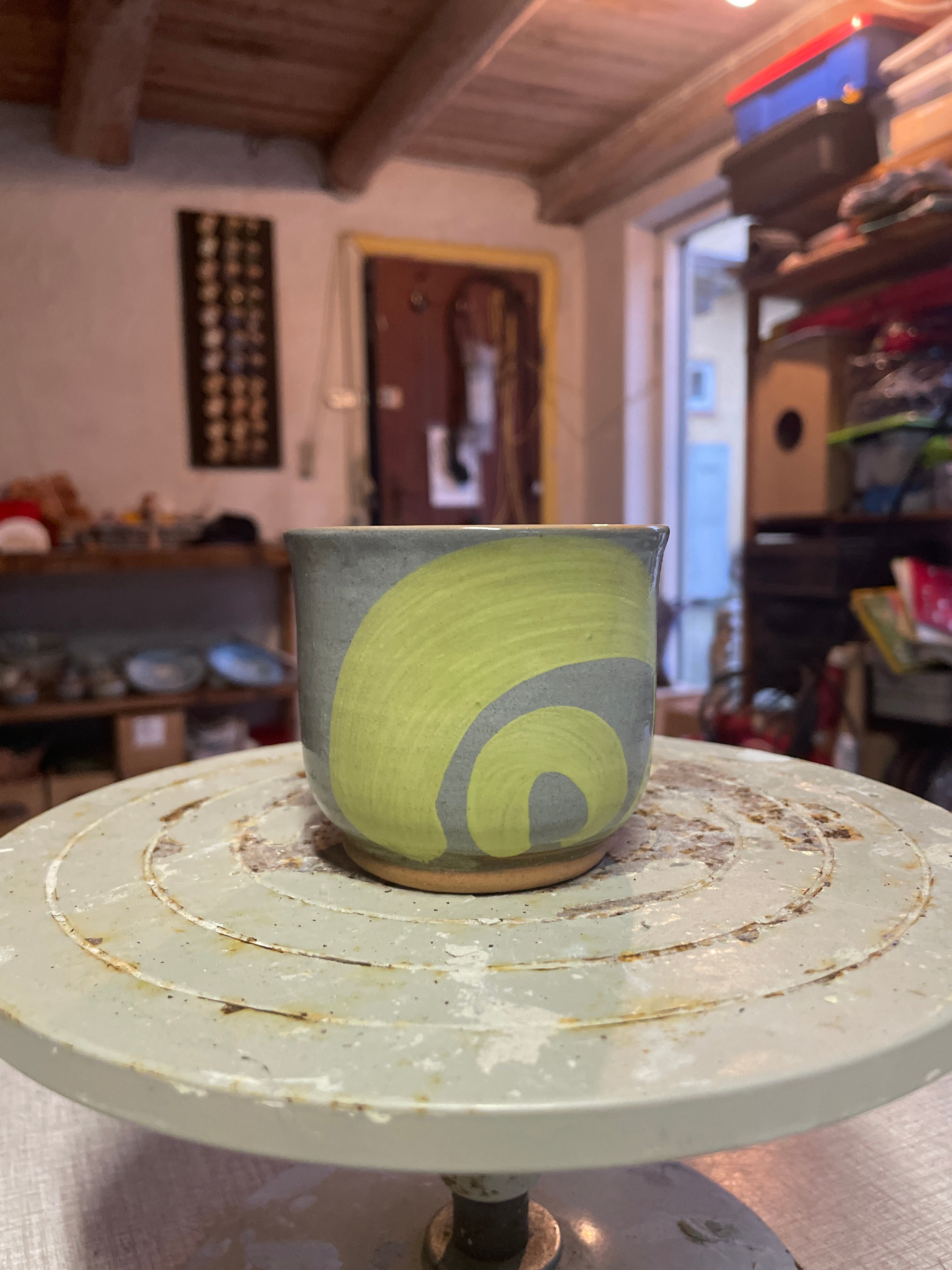Grey Green Spiral Coffee/Tea Cup