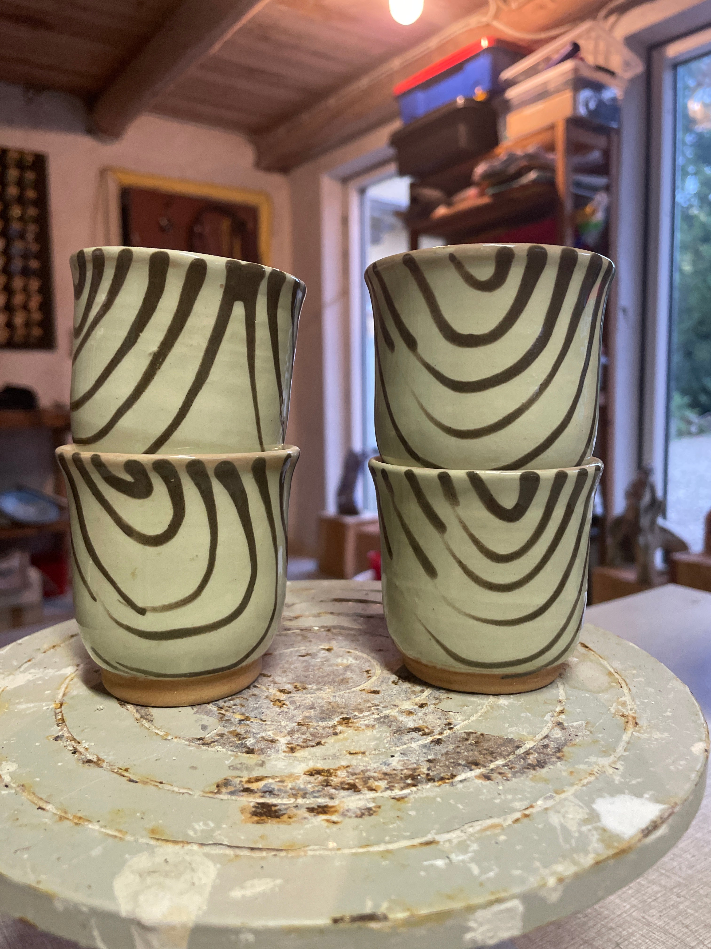 Brown Stripes Coffee/tea Cup 4pcs set