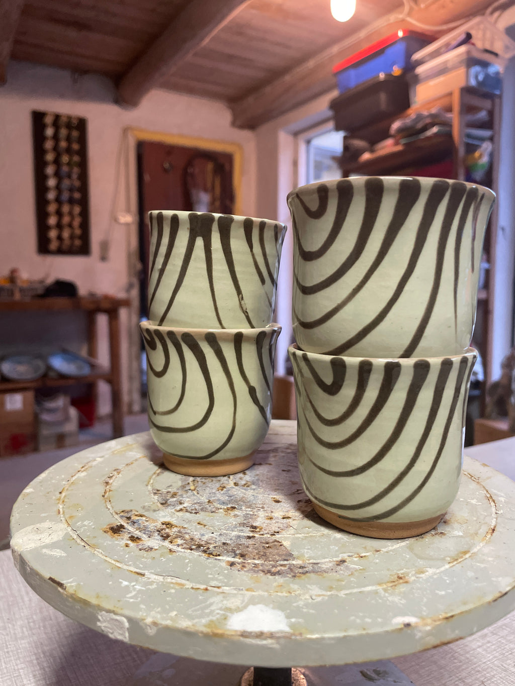 Brown Stripes Coffee/tea Cup 4pcs set