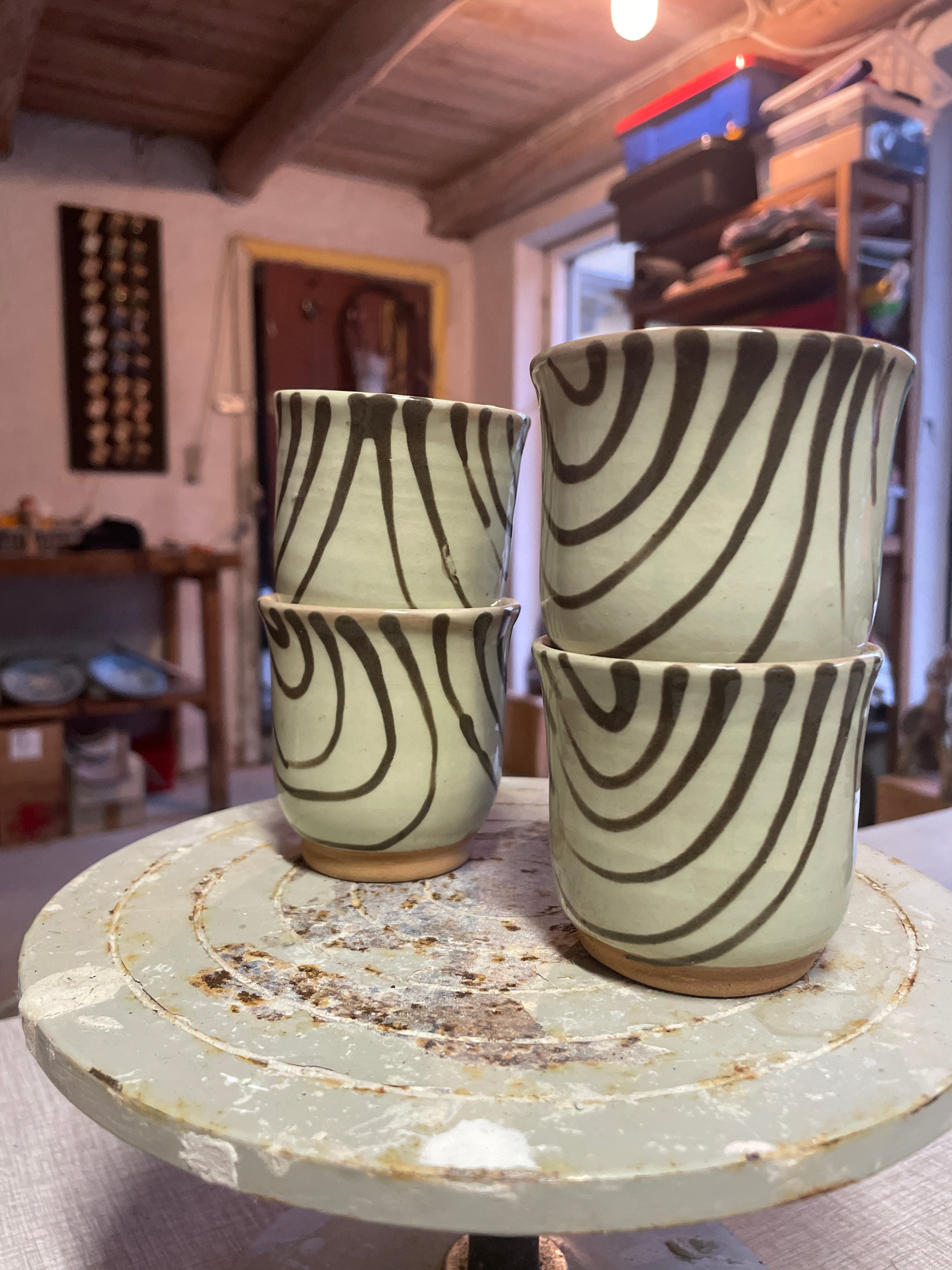 Brown Stripes Coffee/tea Cup 4pcs set