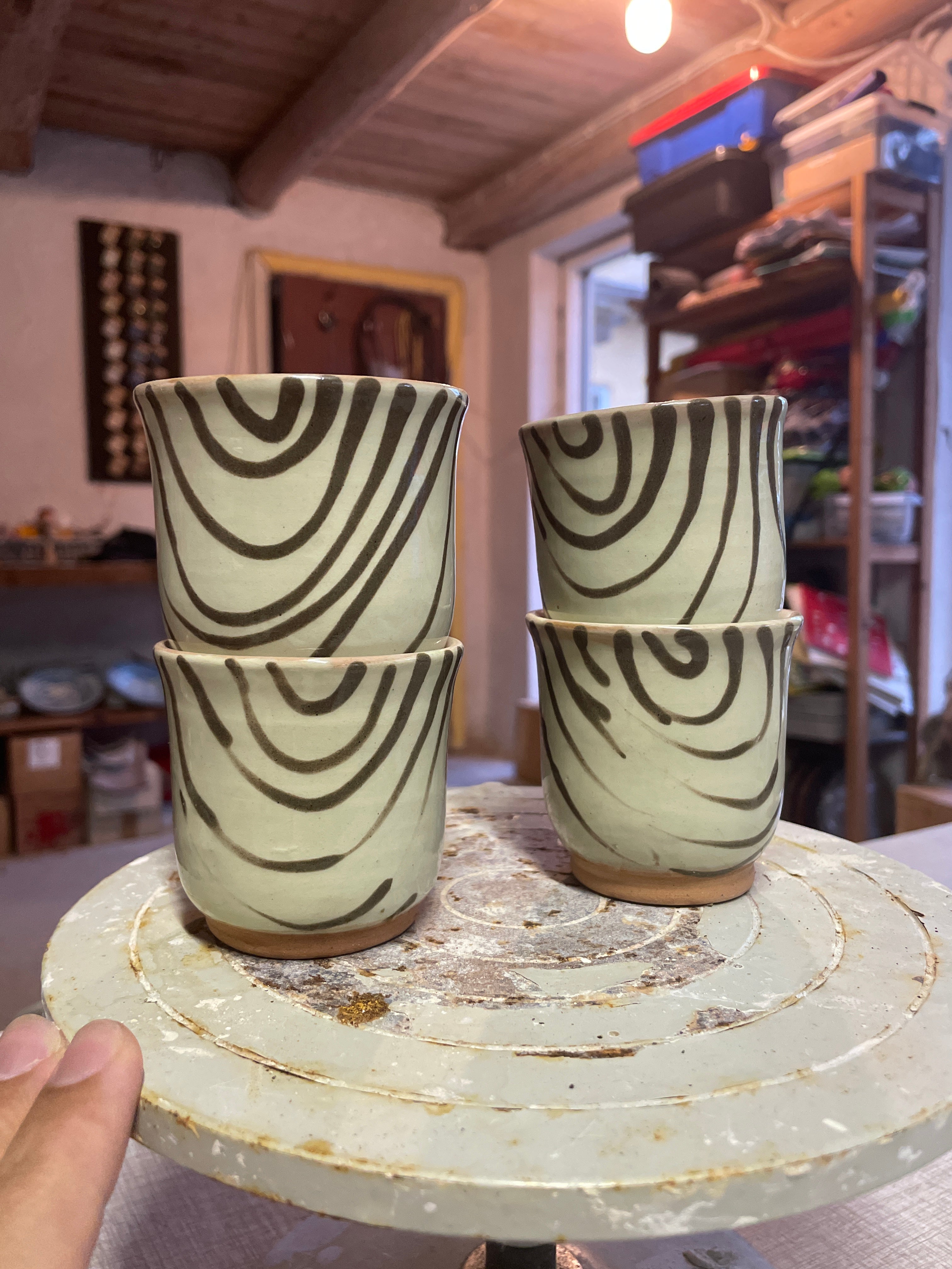 Brown Stripes Coffee/tea Cup 4pcs set