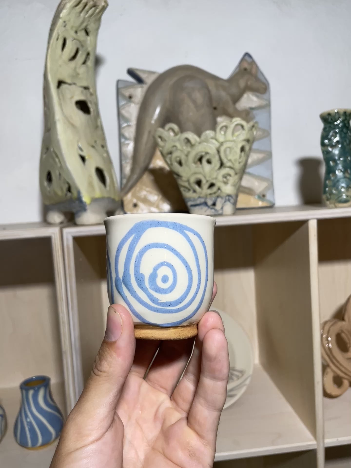 Coffee Cup Blue Spiral