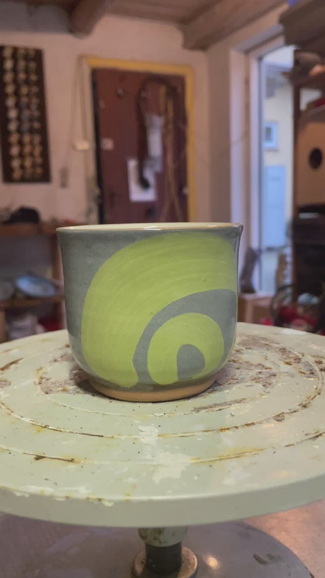 Grey Green Spiral Coffee/Tea Cup
