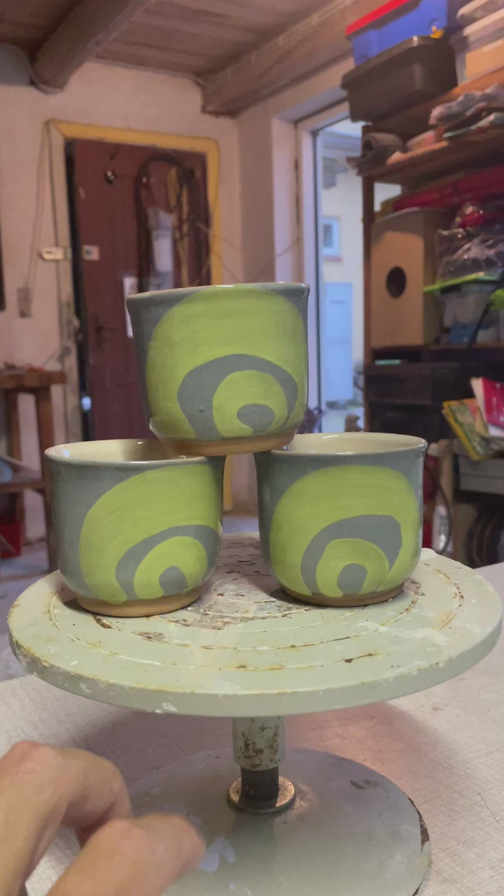 Grey/Green Spiral Cup 3pcs set